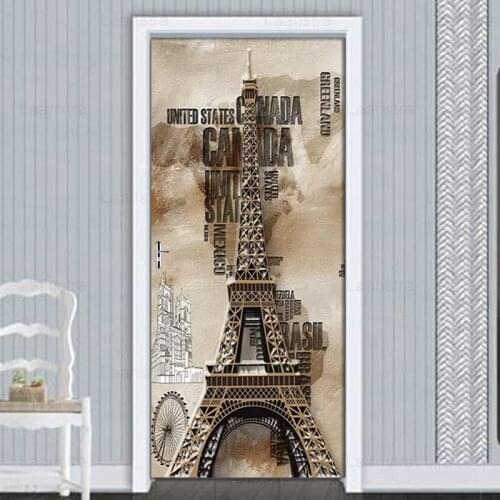 3D European Retro Stereo Letter Tower Living Room Study Bedroom Door Decor Sticker Wall Paper Mural PVC Self-adhesive 3D Decals