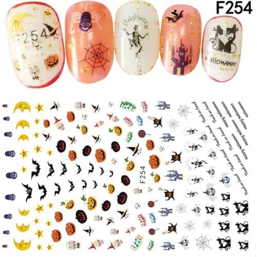 3D Halloween Nail Stickers Decal Pumpkin Skull Sexy Lip Devil Nail Art Stickers DIY Nail Accessories Halloween Party