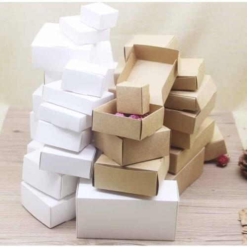 50pcs wholesale large gifts wrapping box mutli size vintage kraft white paper candy boxes favors Package box home party suppiles