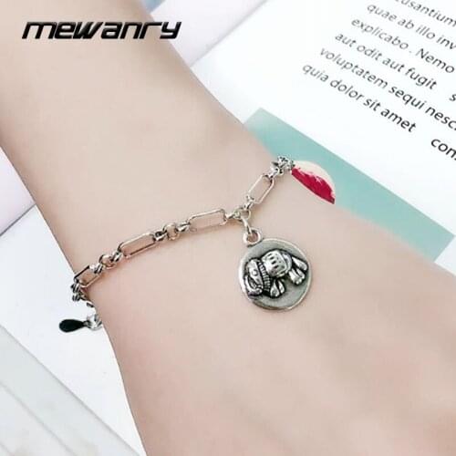 Mewanry 925 Sterling Silver Bracelet Trend Vintage Creative Elephant Pendant Party Jewelry Birthday Gifts for Women Wholesale