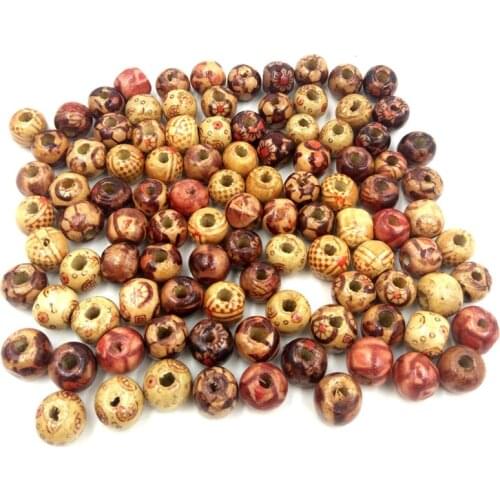 100pcs wooden beads handmade diy painted wooden jewelry accessories decoration home round wood with holes