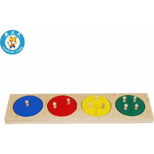 Montessori Baby Wooden Toys Early Education Grasping Puzzles Math Cut-Out Fraction Circles 1-4
