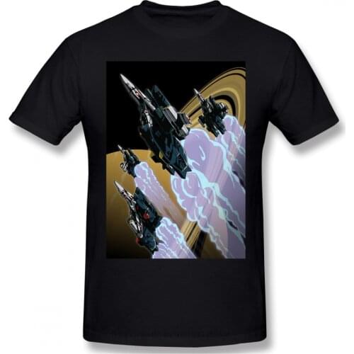 Skull Squadron TShirt Macross UN Spacy Variable Valkyrie Mecha Anime Homme T-Shirt Tees Pure Cotton Oversized Short Sleeve