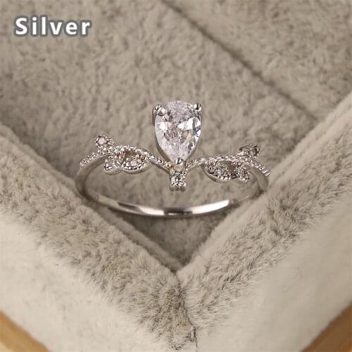 Hot selling Europe and the United States 925 sterling silver love water ring platinum zircon heart-shaped ms crystal jewelry gi