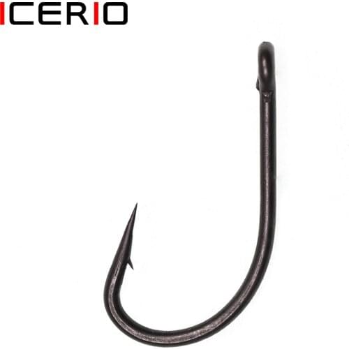 ICERIO 30PCS Matt Black Forged Steel Carp Fishing Hooks Shank Point Barbed Fishhook Pop-up Rig Hook