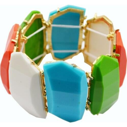 Idealway Fashion Jewelry Resin Colorful Charm Bead Bracelets for Women Bohemian Wedding Party Girlfriend Bracelet Birthday Gift