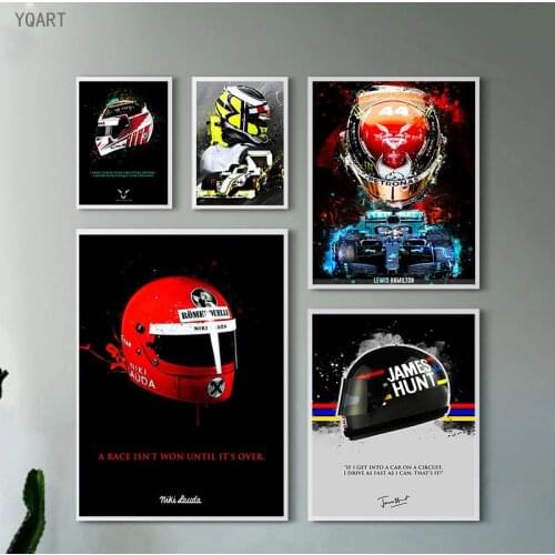 Abstract Artwork of Racing Car New F1 Helmets Canvas Painting Posters and Prints Star Ayrton Senna Wall Picture for Home Decor
