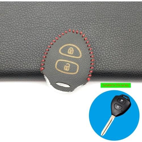 Classic Design 2 Buttons Leather Key Case Shell Cover For TOYOTA Corolla Hilux Vitz Rav4 Aqua Camry Protect Shell