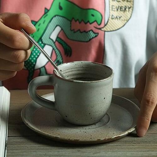 Coffee cup mug ceramic Japanese stoneware coffee cup retro coffee cup saucer simple Italian handmade coffee