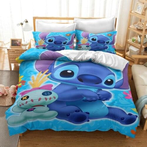 Disney Stitch Bedding Set Three-piece Polyester Fiber Duvet Cover Bedding Set Bedding Set Luxury Comforter Bedding Sets
