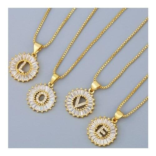 Last name letter A-Z multicolor micro pave cz zircon cubic zirconia necklace Clavicle gold plated Snake Chain Pendant hg3