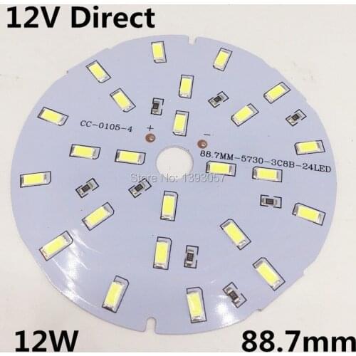 DC12V 12W Lamp Plate SMD 5730 Epistar Chip White / Warm White Light Panel PCB Free Shipping