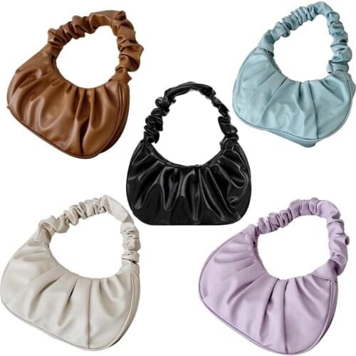 Summer Pleated Handbags Women Underarm Bag Ladies Small Shoulder Bags Purse
