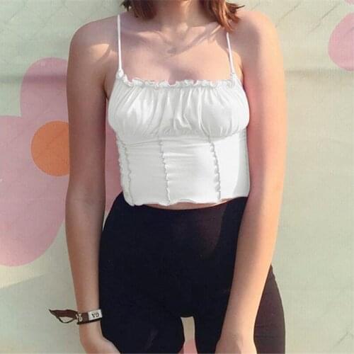 Hot Sell Women Purple Vest Fashion Sleeveless Strapless Solid Ruffles Crop Tops Pullovers Ladies Tanks Women Camisole Summer