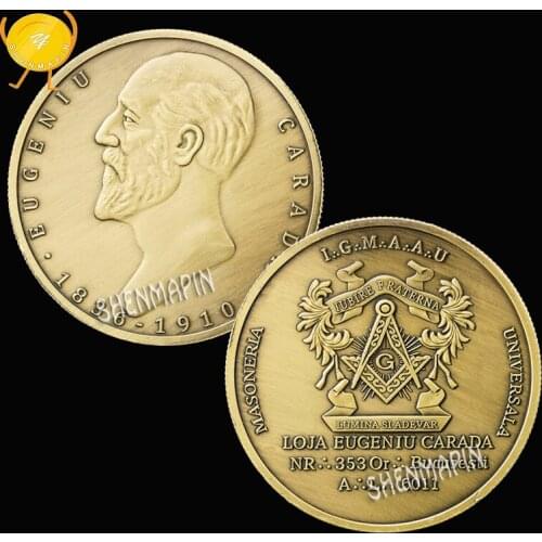 Loja Eugeniu Carada Commemorative Coin Lumina Si Adevar Challenge Coin Masoneria Universala Iubire Fraterna Coins Collectibles