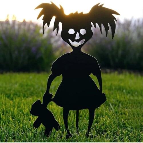 Cute Ghost Zombies-Metal Art Standing Silhouette For Garden Yard Pile Outdoor Sculpture Little Devil Home Decro Dropshipping