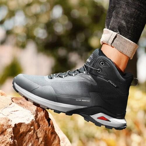 Autumn winter leather high-top mens shoes outdoor hiking shoes mens casual shoes plus cotton warm mens boots leather sneakers