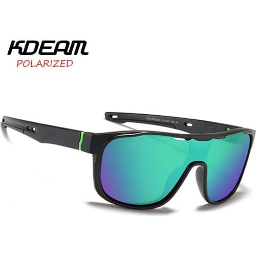 KDEAM High Quality One Piece Shape Polarized Sunglasses for Men Sports Shield Glasses Oversized Reduce windage Designed Frame