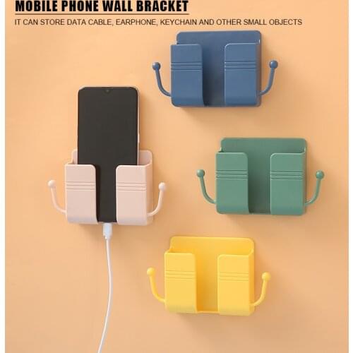 Wall Mounted Organizer Punch-free Wall Storage Box For Remote Control Mobile Phone Plug Wall Holder Charging Multifunction Stand