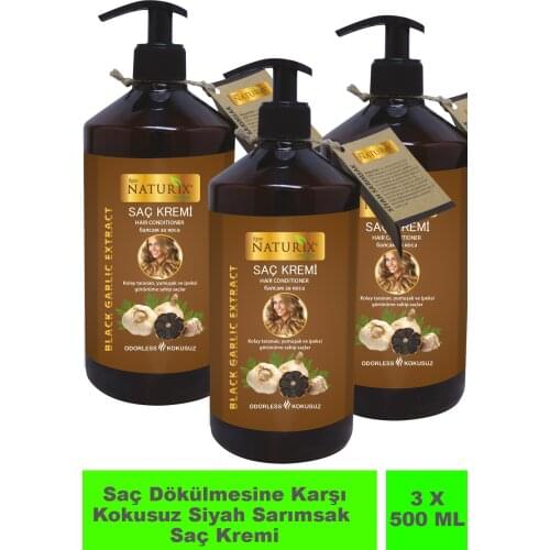 Naturix 3'Lü Organic Hair Shedding Anti Odorless Black Garlic Hair Conditioner 500 Ml Garlic Hair Cream