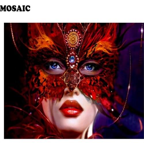 2019 New Diy Diamond Painting mask woman Full square Rhinestones Cross-Stitch 5D Mosaic Diamond Embroidery Home Decoration
