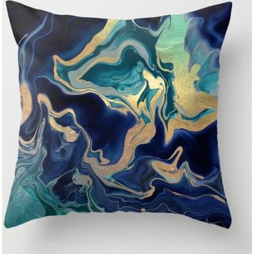 New Arrival Stylish GOLD INDIGO MARBLE Funny Vintage Style Printing Unique Throw Pillows Square Concealed Zipper Nice Pillowcase