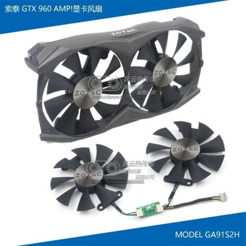 New Original for ZOTAC GTX960 AMP 4GB Graphics card cooling fan GA91S2H DC12V 0.35A