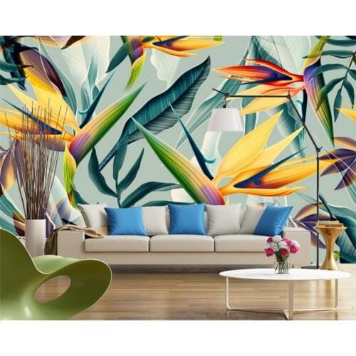 Southeast Asia Tropical Landscape Wallpaper 3D Stereo Color Leaves Photo Mural Bedroom Theme Hotel Restaurant wall 3d Wallpaper