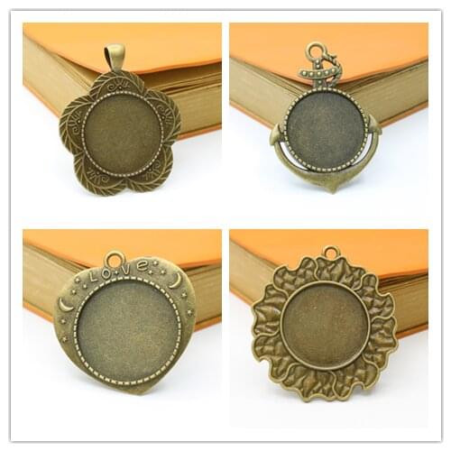 Vintage Style Base, Sweater Chain, Jewelry, Accessories Metal Pendant Base 25 Mm Cabochon Gem Zinc Alloy Pendant Trays