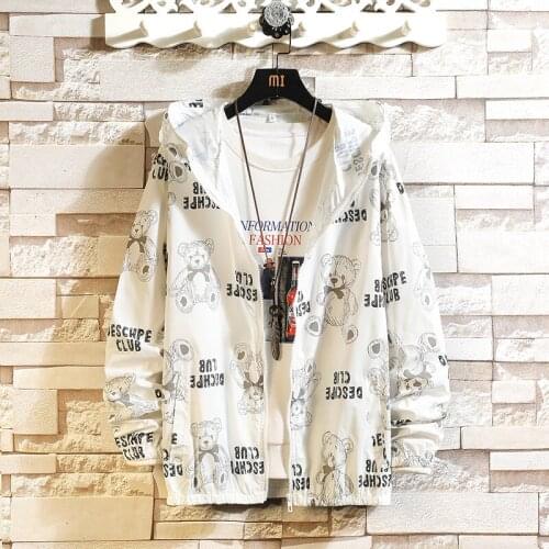 Plus Size 5XL-S Summer Fashion Letter Print Hooded Jackets Men Clothes 2021 Simple Holiday Loose Casual Sun Protection Clothing