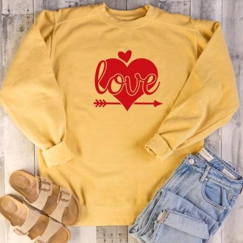 Love Grunge Casual Long Sleeve Sweatshirt Casual Funny Valentines Day gift Lover Arrow Heart Jumper Tumblr Aesthetic Outfits