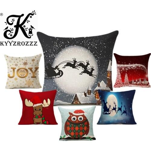 Xmas Cushion Cover Merry Christmas! Tree Santa Claus Socks Balloon Home Decorative Pillows Cover Nordic Joy Let It Snow