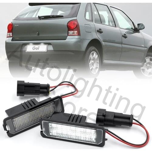 2Pc LED License Number Plate Light For VW Saveiro 2005-2013 Gol 2004-2010 Fox-EU 2005-2012 Fox-Africa 04-10