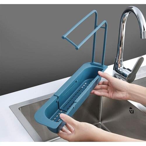 Telescopic Sink Shelf Kitchen Sinks Organizer Soap Sponge Holder Sink Drain Rack Storage Basket Kitchen Gadgets Accessories