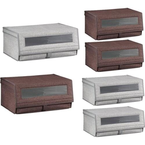 Fabric Large Storage Box Bin With Clear Window And Lid,For Dress Shoes,Boots,Pumps,Sandals,Flats Organizer