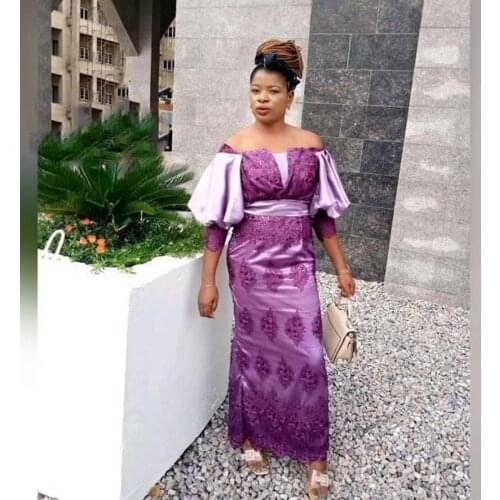 Gorgeous Purple Off The Shoulder Prom Dresses Aso Ebi Plus Size Lace Evening Gowns South African Robe De Soiree Custom Made 2022