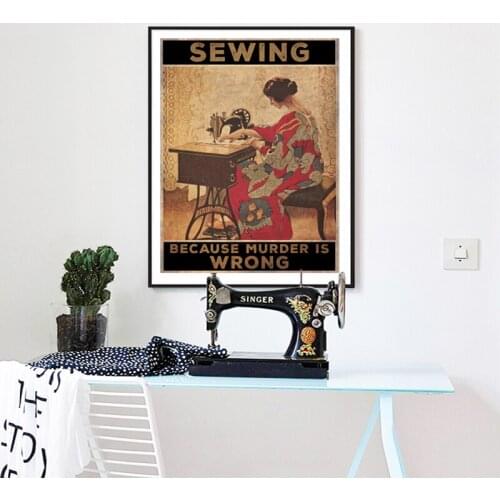 Sewing Quote Prints Vintage Poster Craft Room Sign Decorative , Grandma Mom Gifts Sewing Canvas Painting Wall Art Picture Decor