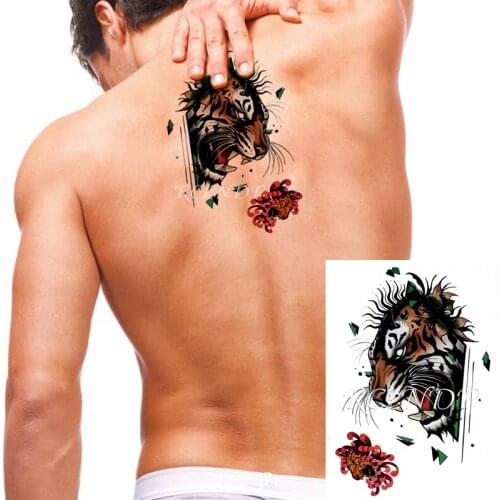 Waterproof Temporary Tattoo Sticker Roaring Tiger Leopard Equinox Flower Fake Tatto Flash Tatoo Hand Arm Art for Women Men