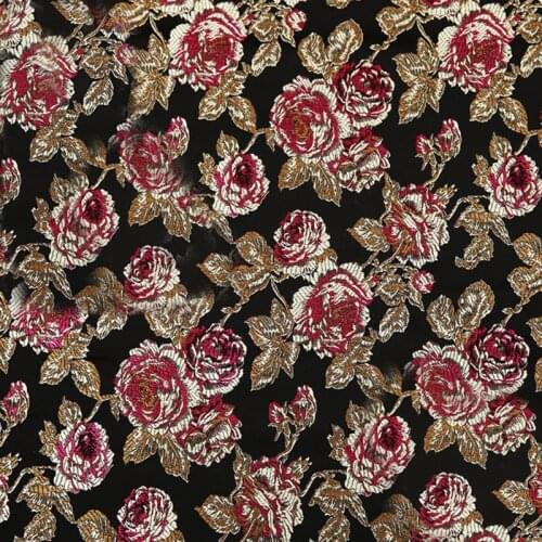 Black Metallic Jacquard Brocade Fabric, silk nylon 3D jacquard fabric for Coat Dress table cloth decoration patchwork upholstery
