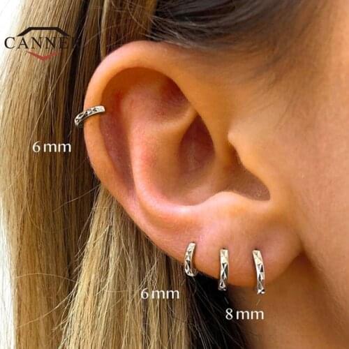 CANNER Real 925 Sterling Silver Hoop Earrings for Women Creative Small Circle Round Earring Piercing Earring Jewelry pendientes