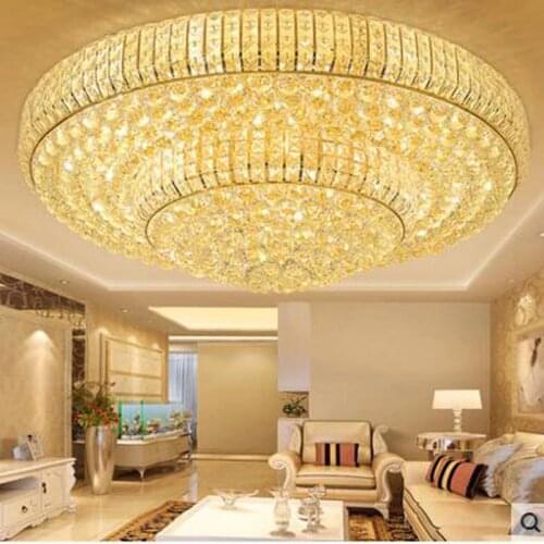 Golden round crystal ceiling lamp living room lamps LED restaurant lamp atmospheric ceiling lamps bedroom room lighting fixture