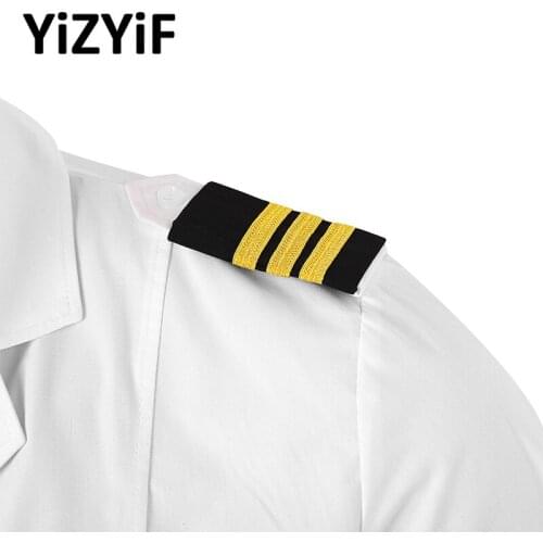 1 Pair Clothing Decorationg Epaulets Professional Pilot Uniform Epaulettes Gold Stripes Bars Epaulet Costume Shoulder Accessory