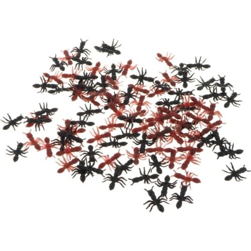 100 Piece Plastic Mixed Color Realistic Fake Ants Model Figure Set Kids Toy for Halloween Party Decorations Christmas Party