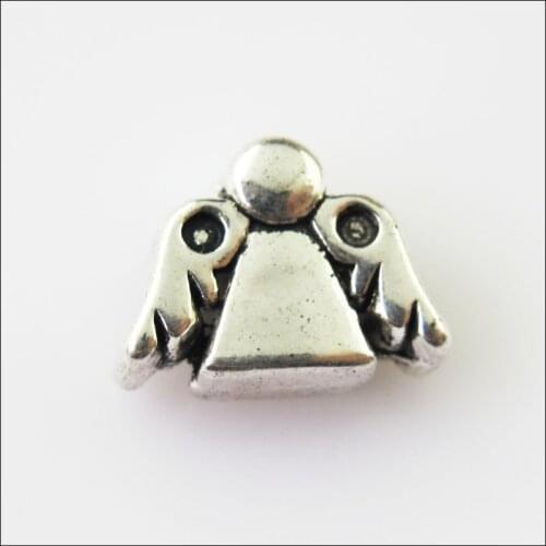 12Pcs Antiqued Silver Color Angel Wings Spacer Beads Charms 10.5x13mm