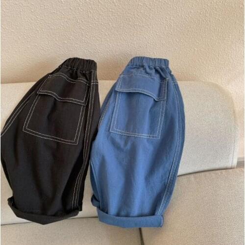 2021 new girls boys denim long pants cotton summer cool kids pp pants