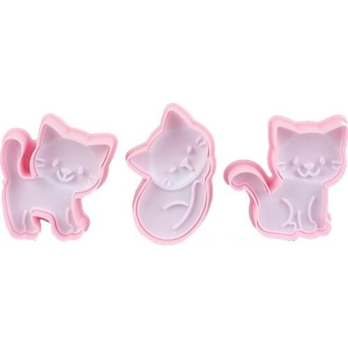 3pcs/set Kitten Cat Cartoon Biscuit Mold Cookie Embossing Cake DIY Baking Tool Cookie Mold