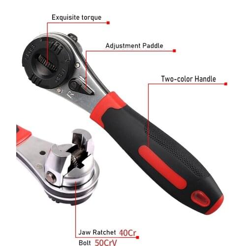 6-22mm Torque Spanner Adjustable Ratchet Wrench with Non-Slip Handle, Plumbing Pipe Ratchet Wrench Repairing Tool for Factories