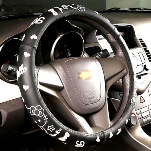 Pink cat Car Accessories Cartoon Steering Wheel Cover For Auto Interior Decoration Latex Universal steering wheel covers-38CM