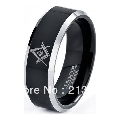 FREE SHIPPING!USA WHOLESALES CHEAP PRICE BRAZIL RUSSIA CANADA UK HOT SELLING 8MM BLACK FREEMASON BRIDALTUNGSTEN WEDDING RING