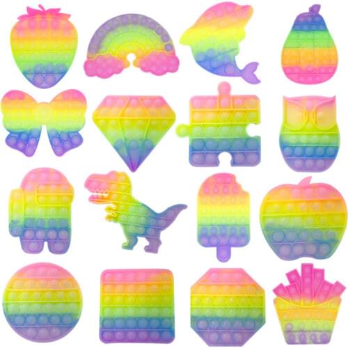 Glittering Antistress Toys Ice Cream Push Bubble Sensory Toys Children Autism Fidget Stress Reliever Toy for Kids Adult